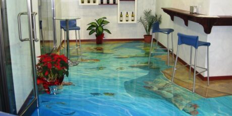 What material is used for 3D epoxy flooring?